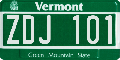VT license plate ZDJ101