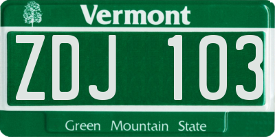 VT license plate ZDJ103