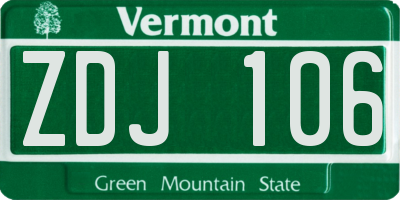 VT license plate ZDJ106