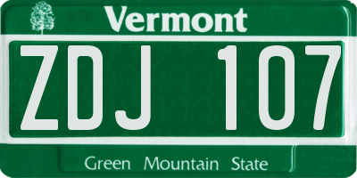 VT license plate ZDJ107