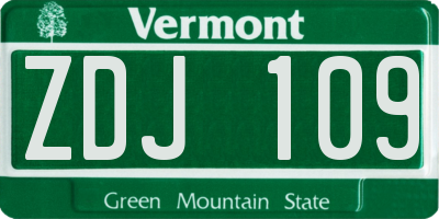 VT license plate ZDJ109