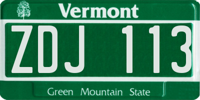 VT license plate ZDJ113