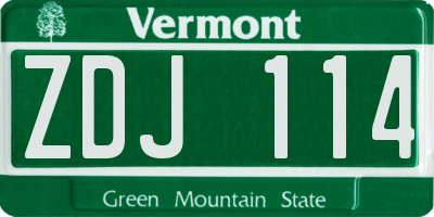 VT license plate ZDJ114