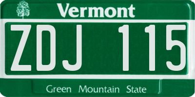 VT license plate ZDJ115