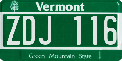 VT license plate ZDJ116