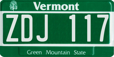 VT license plate ZDJ117