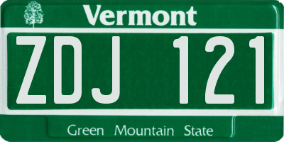 VT license plate ZDJ121