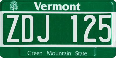 VT license plate ZDJ125