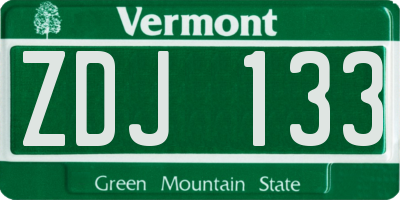 VT license plate ZDJ133