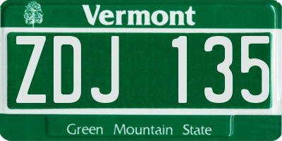 VT license plate ZDJ135