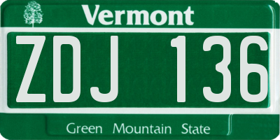 VT license plate ZDJ136