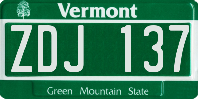 VT license plate ZDJ137
