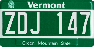 VT license plate ZDJ147