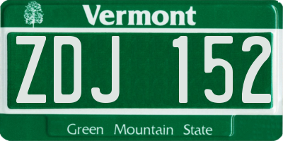 VT license plate ZDJ152