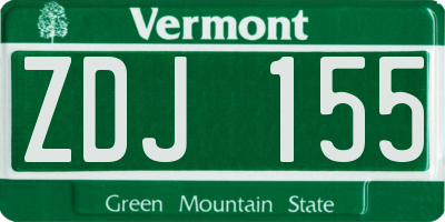 VT license plate ZDJ155