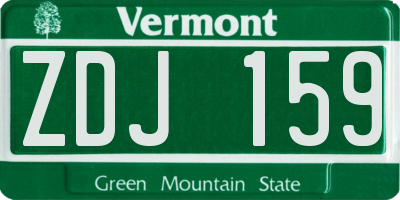 VT license plate ZDJ159
