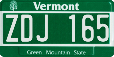 VT license plate ZDJ165