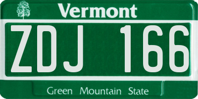 VT license plate ZDJ166