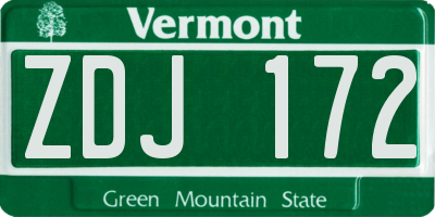 VT license plate ZDJ172