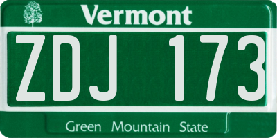 VT license plate ZDJ173