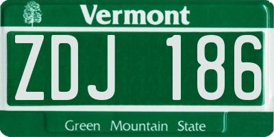 VT license plate ZDJ186