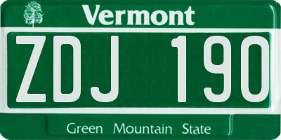 VT license plate ZDJ190