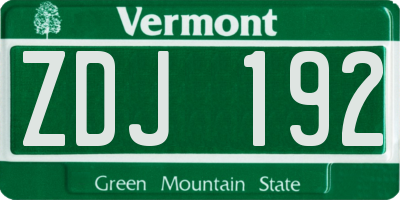 VT license plate ZDJ192