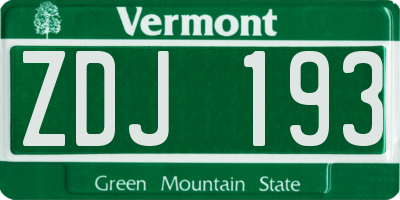 VT license plate ZDJ193
