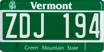 VT license plate ZDJ194