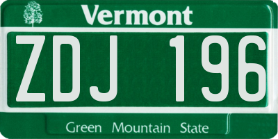 VT license plate ZDJ196