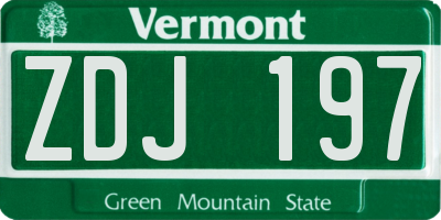VT license plate ZDJ197