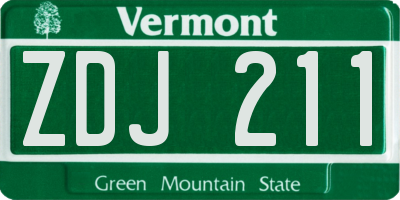 VT license plate ZDJ211