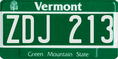 VT license plate ZDJ213