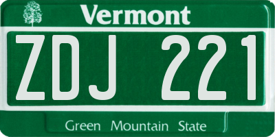 VT license plate ZDJ221
