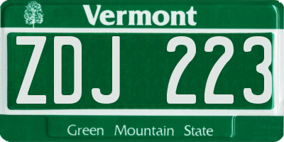 VT license plate ZDJ223