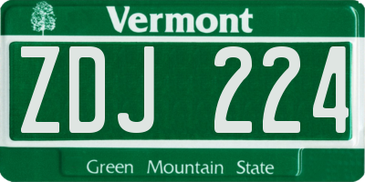 VT license plate ZDJ224