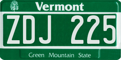 VT license plate ZDJ225