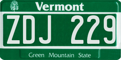 VT license plate ZDJ229