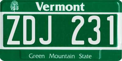 VT license plate ZDJ231