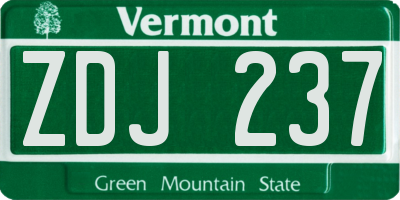 VT license plate ZDJ237