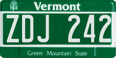 VT license plate ZDJ242