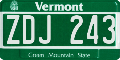 VT license plate ZDJ243