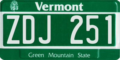 VT license plate ZDJ251