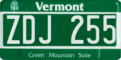 VT license plate ZDJ255