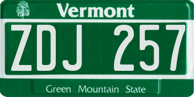 VT license plate ZDJ257