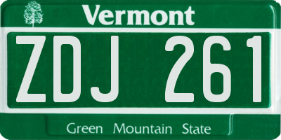 VT license plate ZDJ261