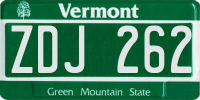 VT license plate ZDJ262