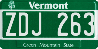 VT license plate ZDJ263