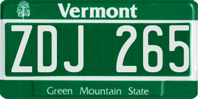 VT license plate ZDJ265