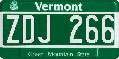 VT license plate ZDJ266
